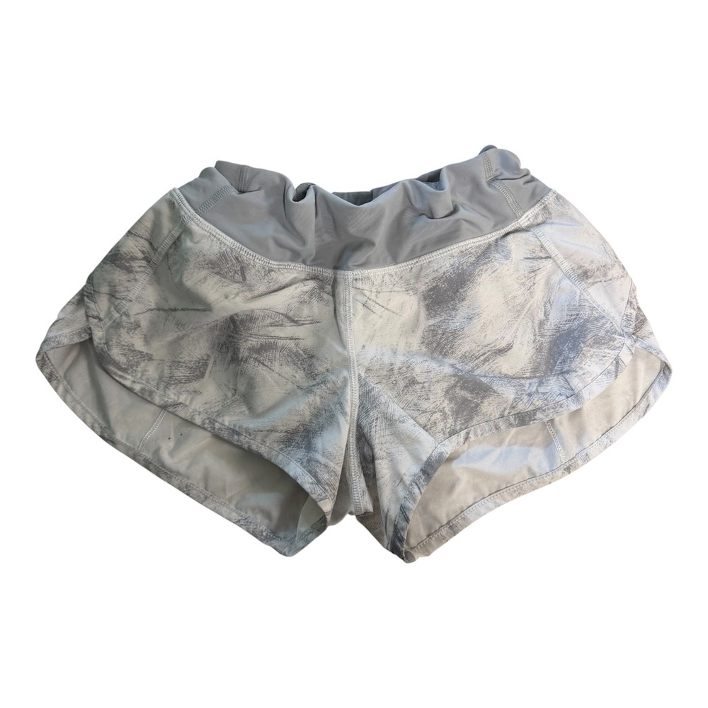 Lululemon Speed Up Shorts Womens 4 Grey White Abstract Running Activewear 2.5"